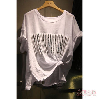 【廠家直銷2018夏季新品韓版亮片短袖寬破洞T恤時(shí)尚休閑女上衣潮1155】深圳市南山區(qū)伊人醉服飾批發(fā)商行 - 產(chǎn)品庫(kù)